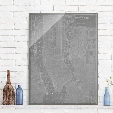 Tableau en verre - Vintage Map New York Manhattan