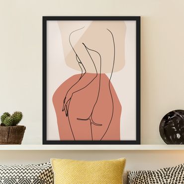 Poster encadré - Line Art Woman Back Brown