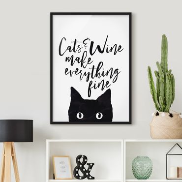 Poster encadré - Cats And Wine make Everything Fine