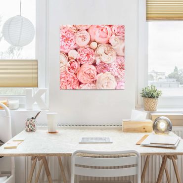 Tableau en verre - Roses Rosé Coral Shabby