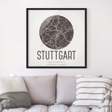 Poster encadré - Stuttgart City Map - Retro
