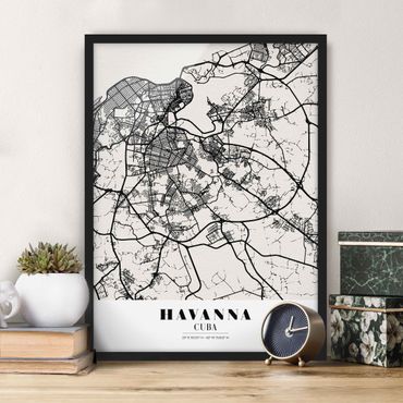 Poster encadré - Havana City Map - Classic