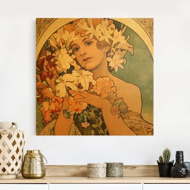 Tableau sur toile or - Alfons Mucha - Flower