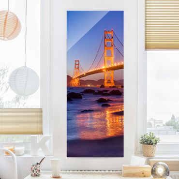 Tableau en verre - Golden Gate Bridge At Dusk