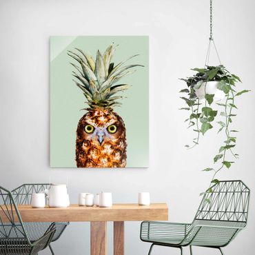 Tableau en verre - Pineapple With Owl