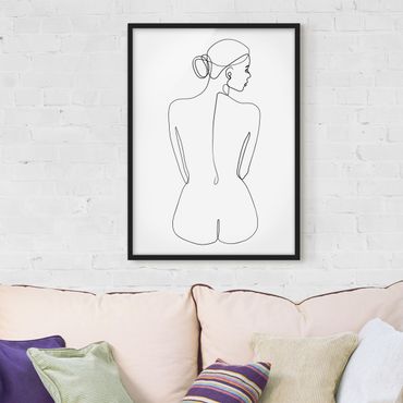 Poster encadré - Line Art Nudes Back Black And White