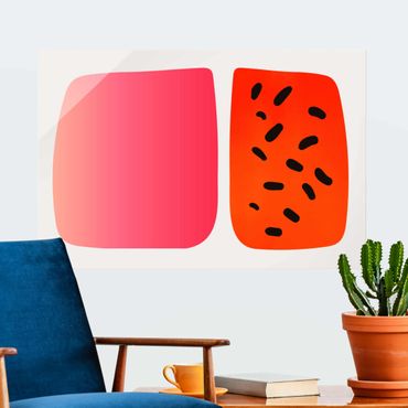 Tableau en verre - Abstract Shapes - Melon And Pink