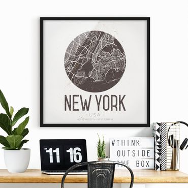 Poster encadré - New York City Map - Retro