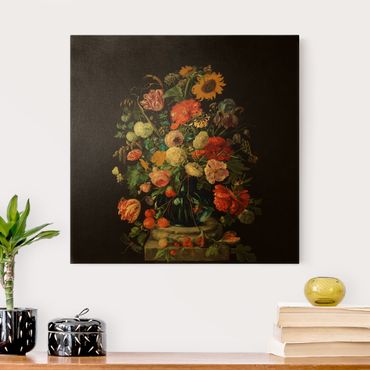 Tableau sur toile or - Jan Davidsz De Heem - Glass Vase With Flowers