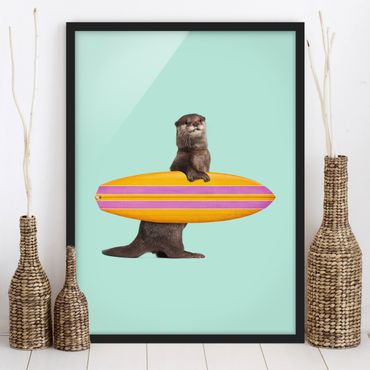 Poster encadré - Otter With Surfboard