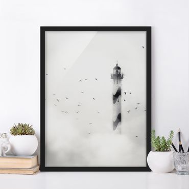 Poster encadré - Lighthouse In The Fog