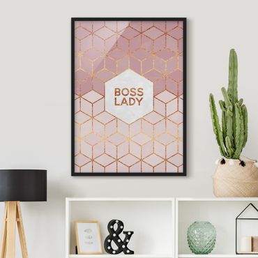 Poster encadré - Boss Lady Hexagons Pink
