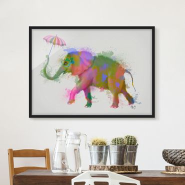 Poster encadré - Rainbow Splash Elephant