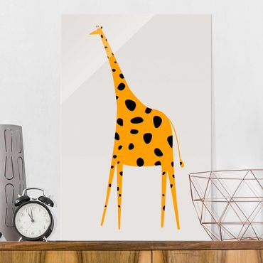 Tableau en verre - Yellow Giraffe