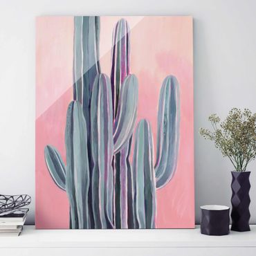 Tableau en verre - Cactus In Licht Pink II