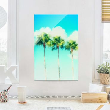 Tableau en verre - Palm Trees Against Blue Sky