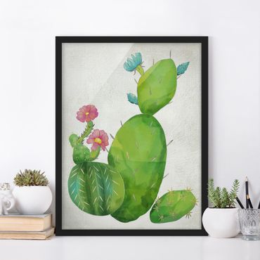 Poster encadré - Cactus Family In Pink And Turquoise