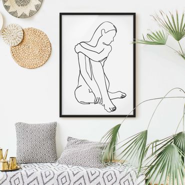 Poster encadré - Line Art Woman Nude Black And White