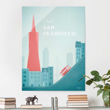 Tableau en verre - Travel Poster - San Francisco