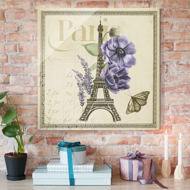 Tableau en verre - Paris Collage Eiffel Tower