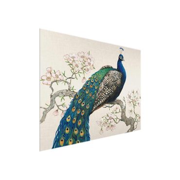 Tableau en verre - Vintage Peacock With Cherry Blossoms