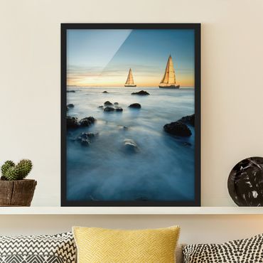 Poster encadré - Sailboats On the Ocean