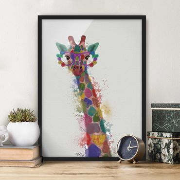 Poster encadré - Rainbow Splash Giraffe