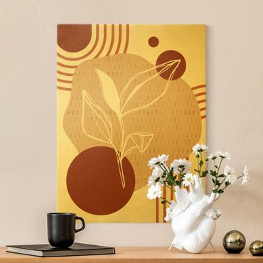 Tableau sur toile or - Geometrical Shapes - Leaves Orange Gold