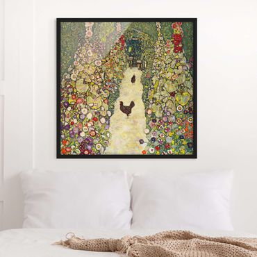 Poster encadré - Gustav Klimt - Garden Path with Hens