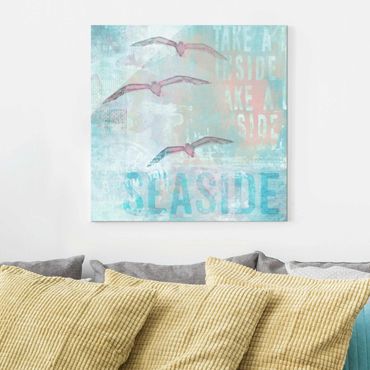 Tableau en verre - Shabby Chic Collage - Seagulls