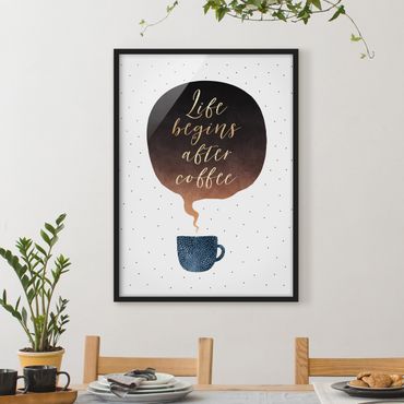 Poster encadré - Life Begins After Coffee Dots