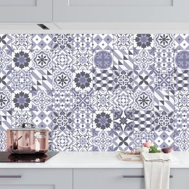 Revêtement mural cuisine - Geometrical Tile Mix Purple