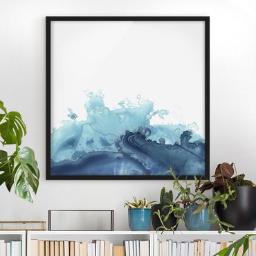 Poster encadré - Wave Watercolour Blue l