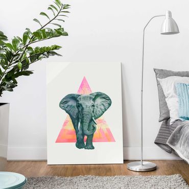 Tableau en verre - Illustration Elephant Front Triangle Painting