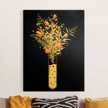 Tableau sur toile or - Flowers In A Test Tube