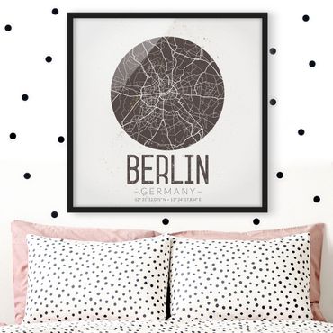 Poster encadré - City Map Berlin - Retro