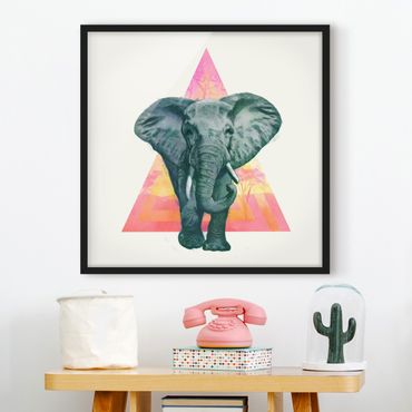 Poster encadré - Illustration Elephant Front Triangle Painting