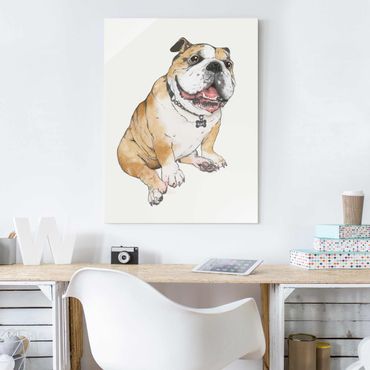 Tableau en verre - Illustration Dog Bulldog Painting