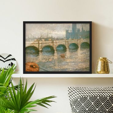 Poster encadré - Claude Monet - Thames Bridge And Parliament Building In London