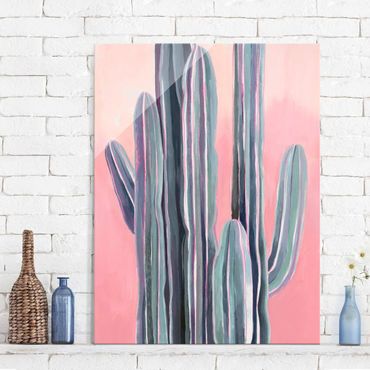 Tableau en verre - Cactus On Pink I