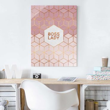 Tableau en verre - Boss Lady Hexagons Pink