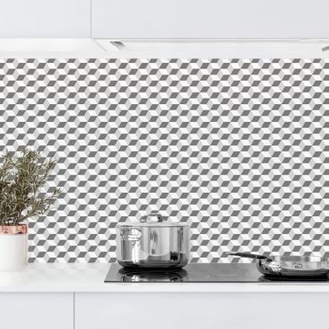 Revêtement mural cuisine - Geometrical Tile Mix Cubes Grey