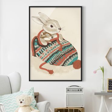 Poster encadré - Illustration Cuddly Santander Rabbit In Hat