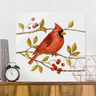 Tableau en verre - Birds And Berries - Northern Cardinal