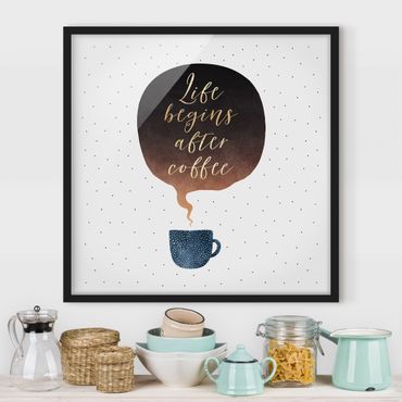 Poster encadré - Life Begins After Coffee Dots