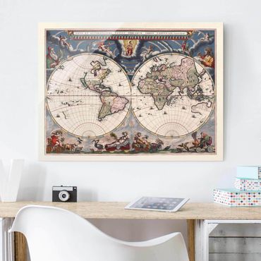 Tableau en verre - Historic World Map Nova Et Accuratissima Of 1664