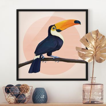 Poster encadré - Illustration Bird Toucan Painting Pastel