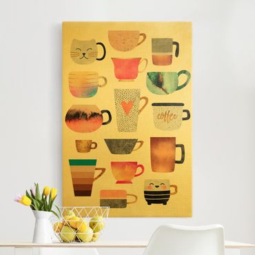 Tableau sur toile or - Colourful Mugs With Gold
