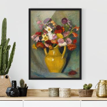 Poster encadré - Otto Modersohn - Colourful Bouquet in Yellow Clay Jug