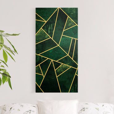 Tableau sur toile or - Golden Geometry - Dark Turquoise